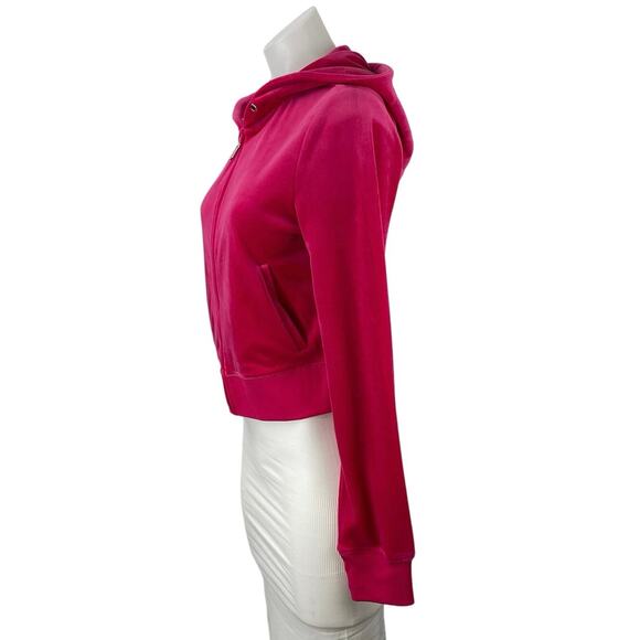 Juicy Couture Pink Velvet Velour Long Sleeve Zip Up Hoodie Sweatshirt Jacket S - Picture 2 of 5